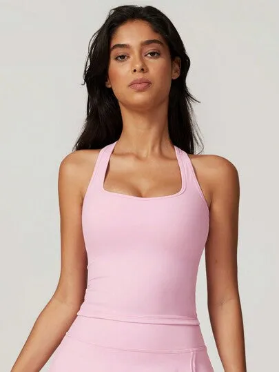 Women's High Elasticity Cup Top Yoga Suit – Sports Vest for Home & Fitness