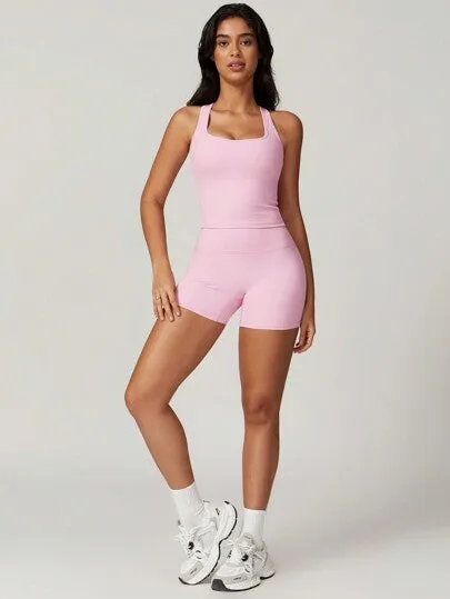 Women's High Elasticity Cup Top Yoga Suit – Sports Vest for Home & Fitness
