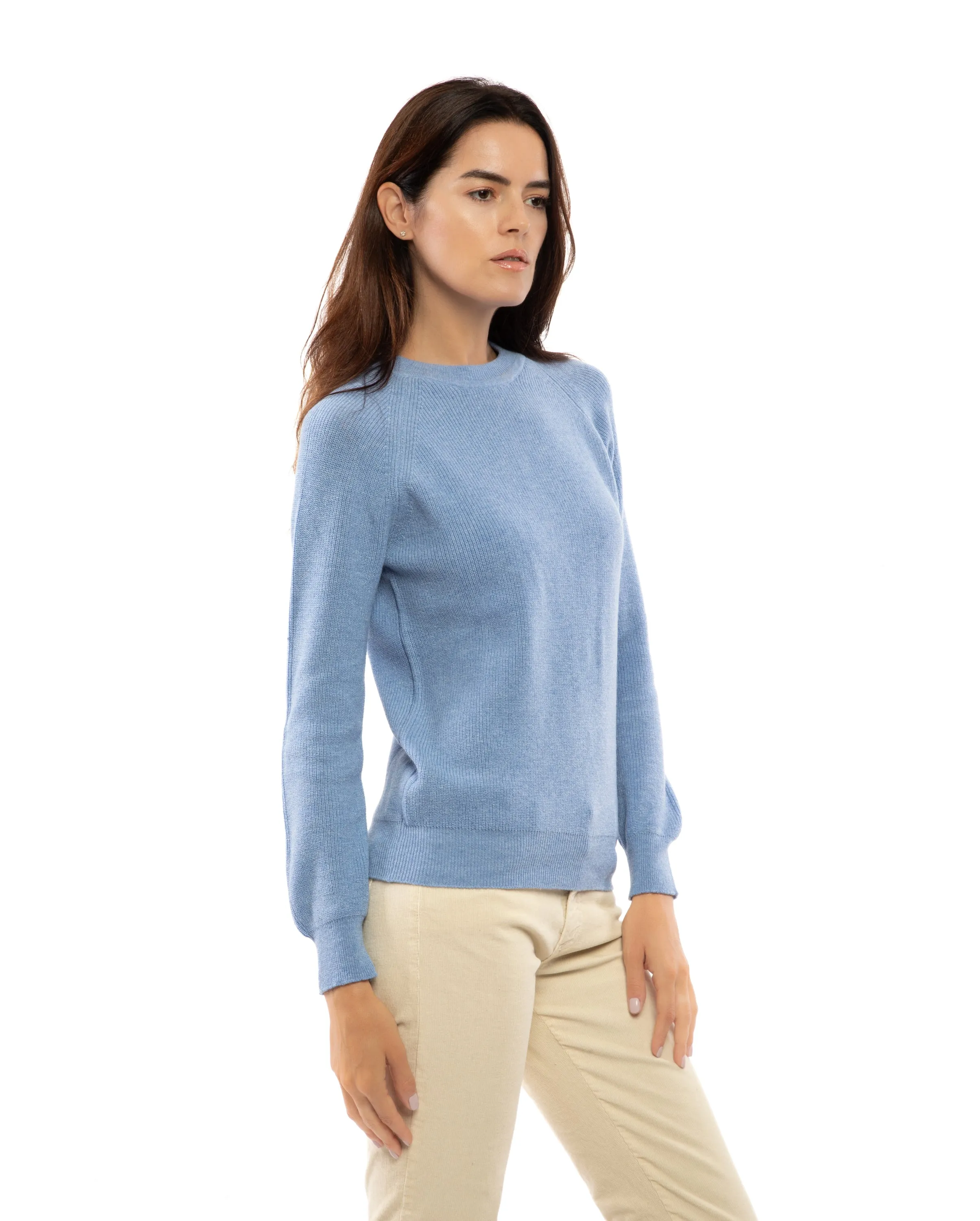 Women's Merino-Cashmere Brioche Rib Sweatshirt Light Gray
