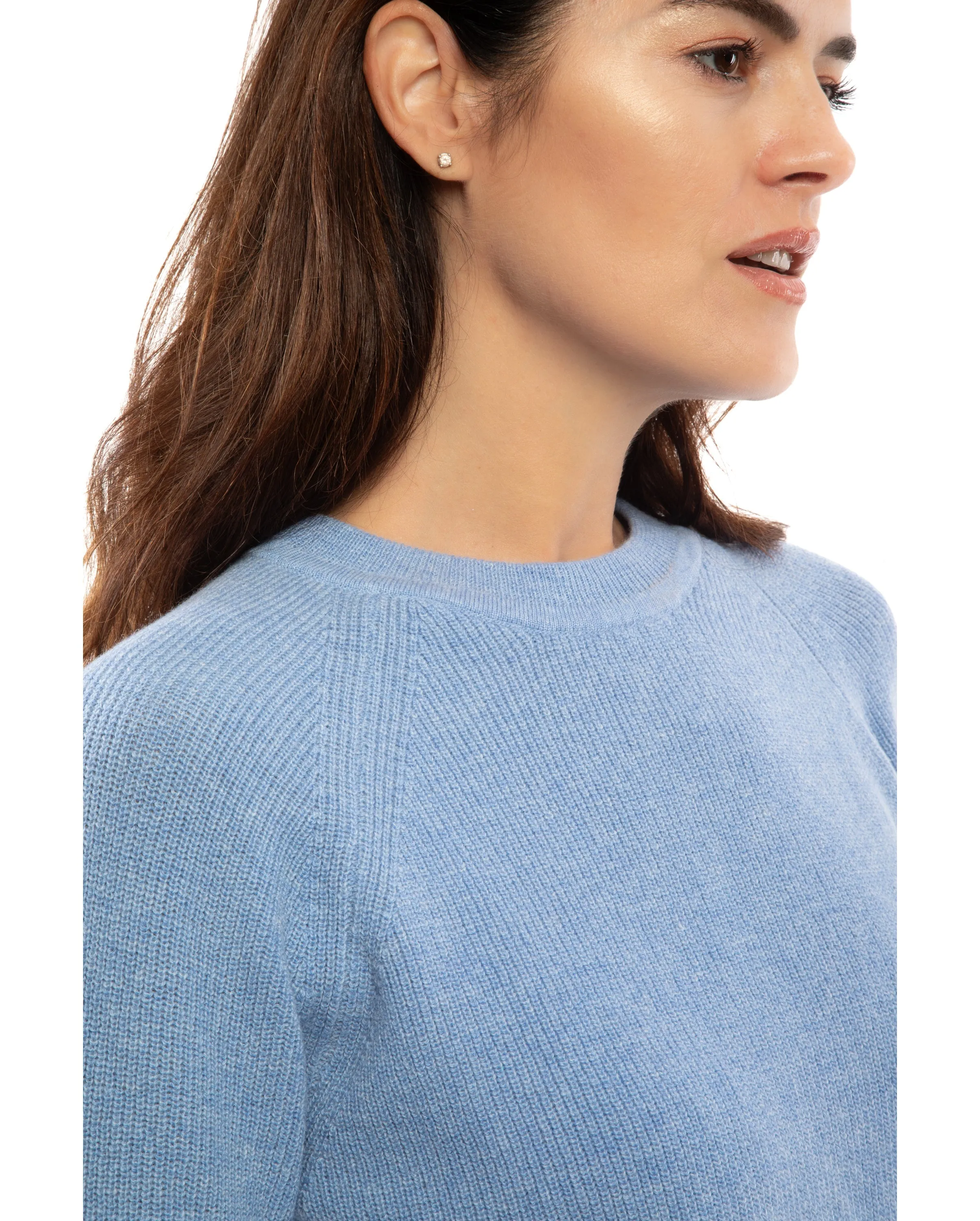 Women's Merino-Cashmere Brioche Rib Sweatshirt Light Gray