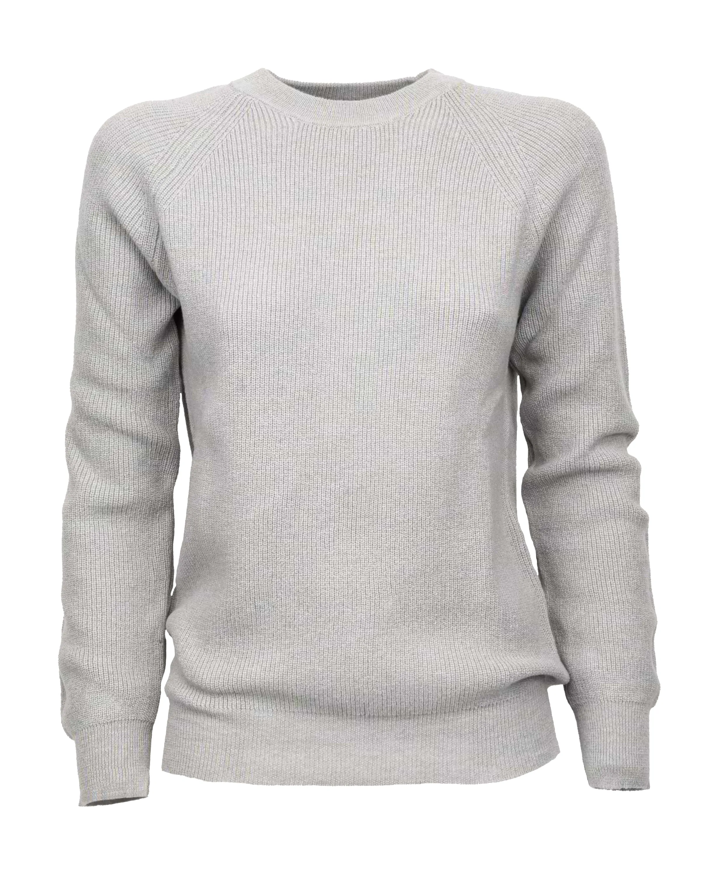 Women's Merino-Cashmere Brioche Rib Sweatshirt Light Gray