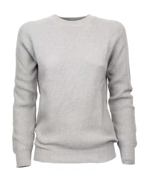 Women's Merino-Cashmere Brioche Rib Sweatshirt Light Gray