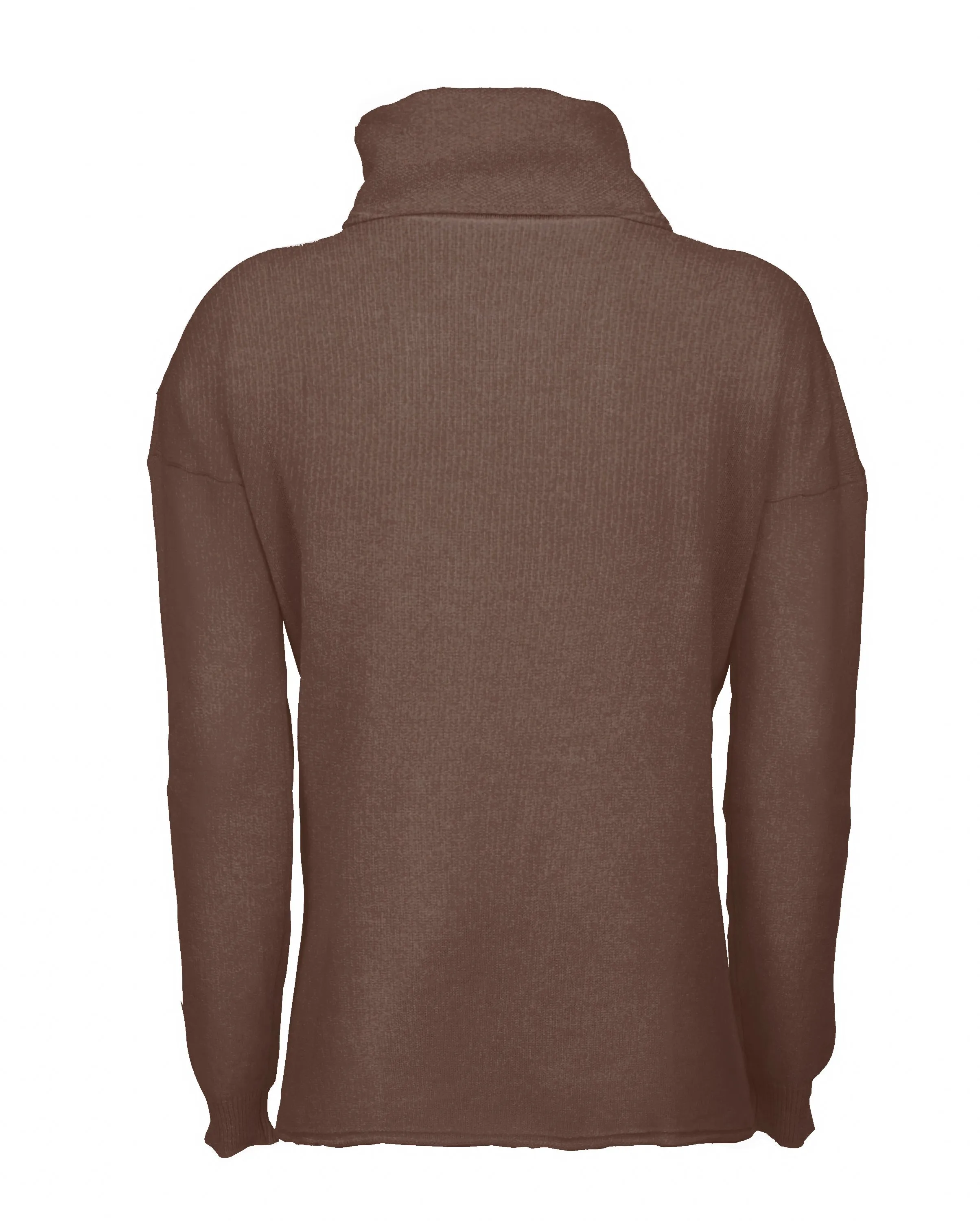 Women's Oversized Cashmere Cowl Neck Sweater Brown
