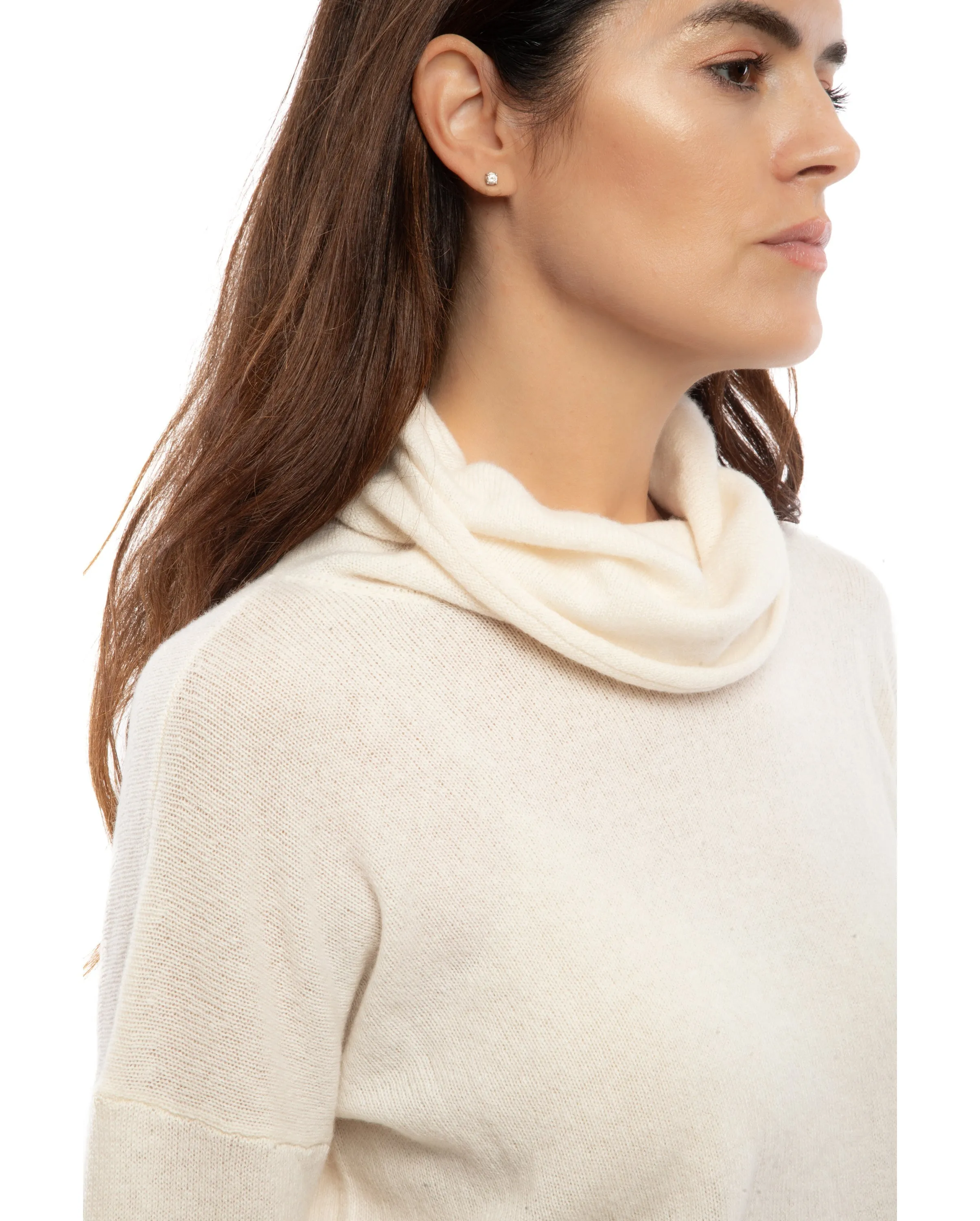 Women's Oversized Cashmere Cowl Neck Sweater Brown