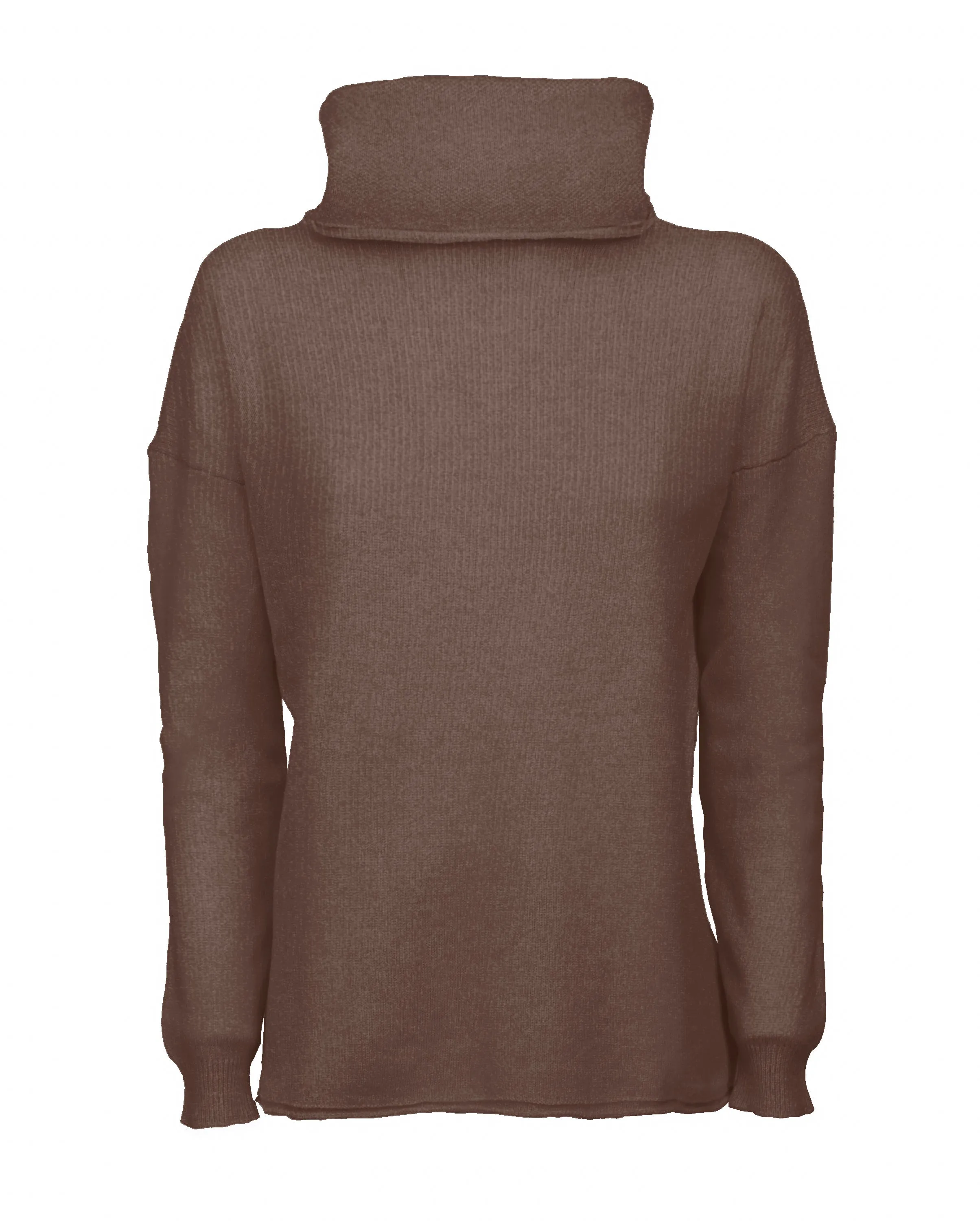 Women's Oversized Cashmere Cowl Neck Sweater Brown