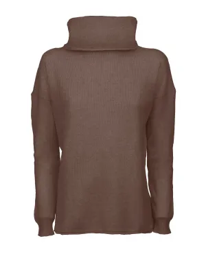 Women's Oversized Cashmere Cowl Neck Sweater Brown