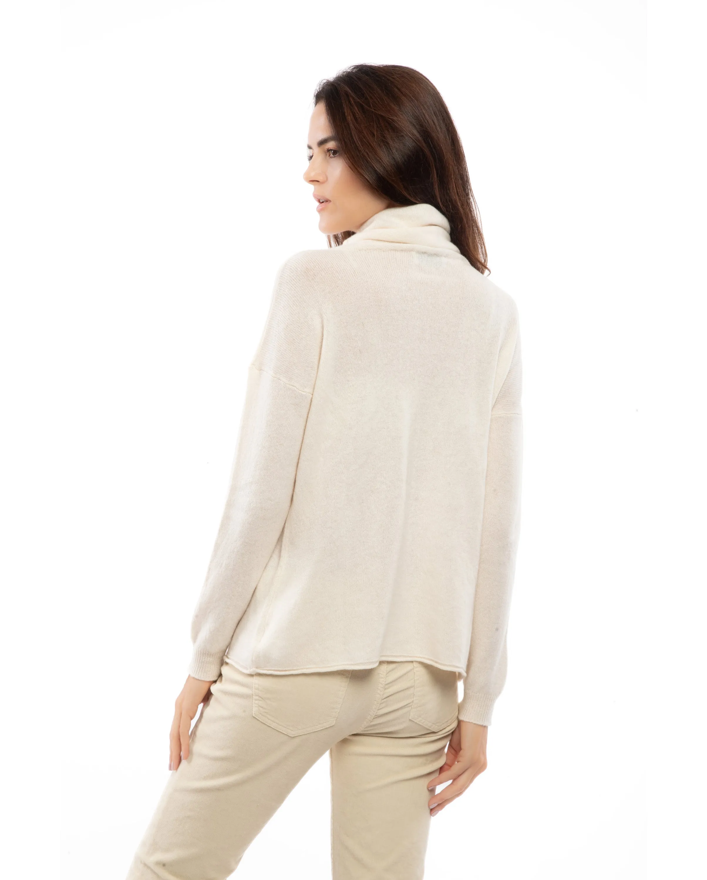 Women's Oversized Cashmere Cowl Neck Sweater Brown