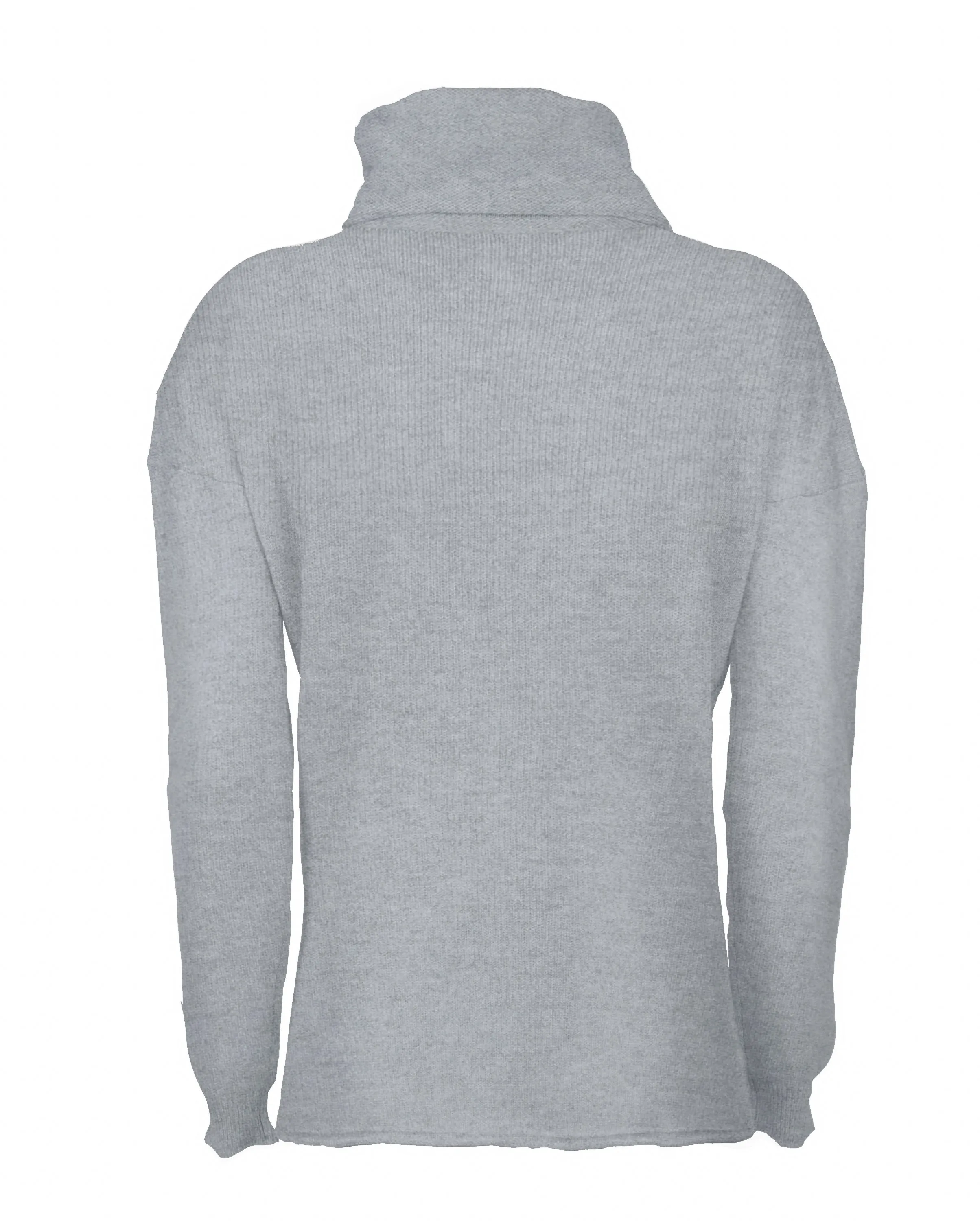 Women's Oversized Cashmere Cowl Neck Sweater Melange Gray