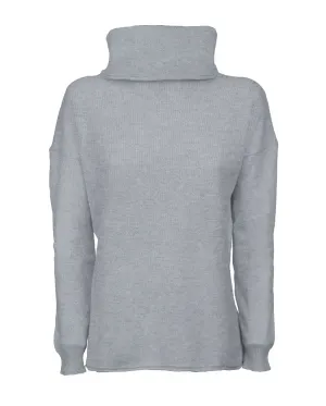 Women's Oversized Cashmere Cowl Neck Sweater Melange Gray
