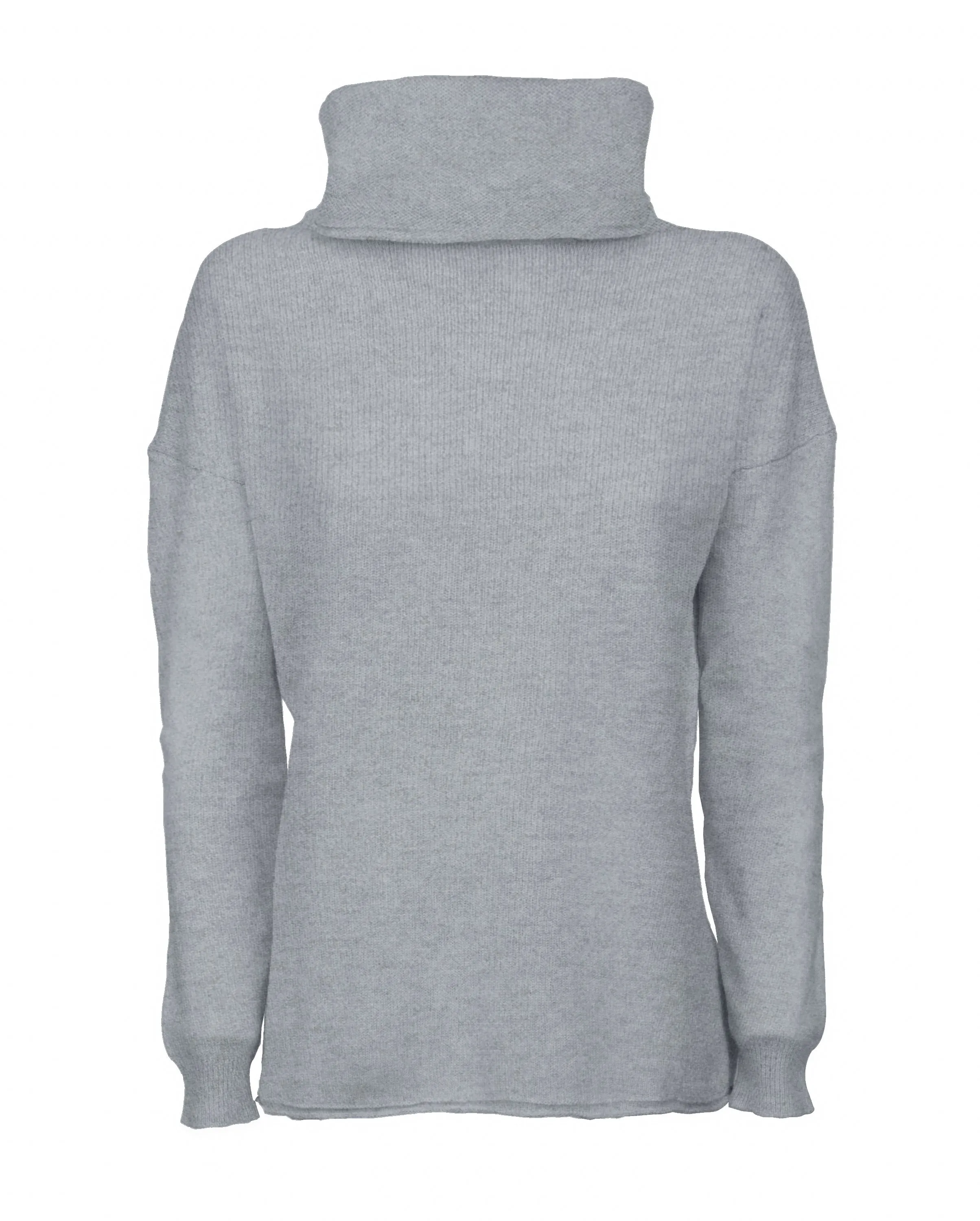 Women's Oversized Cashmere Cowl Neck Sweater Melange Gray
