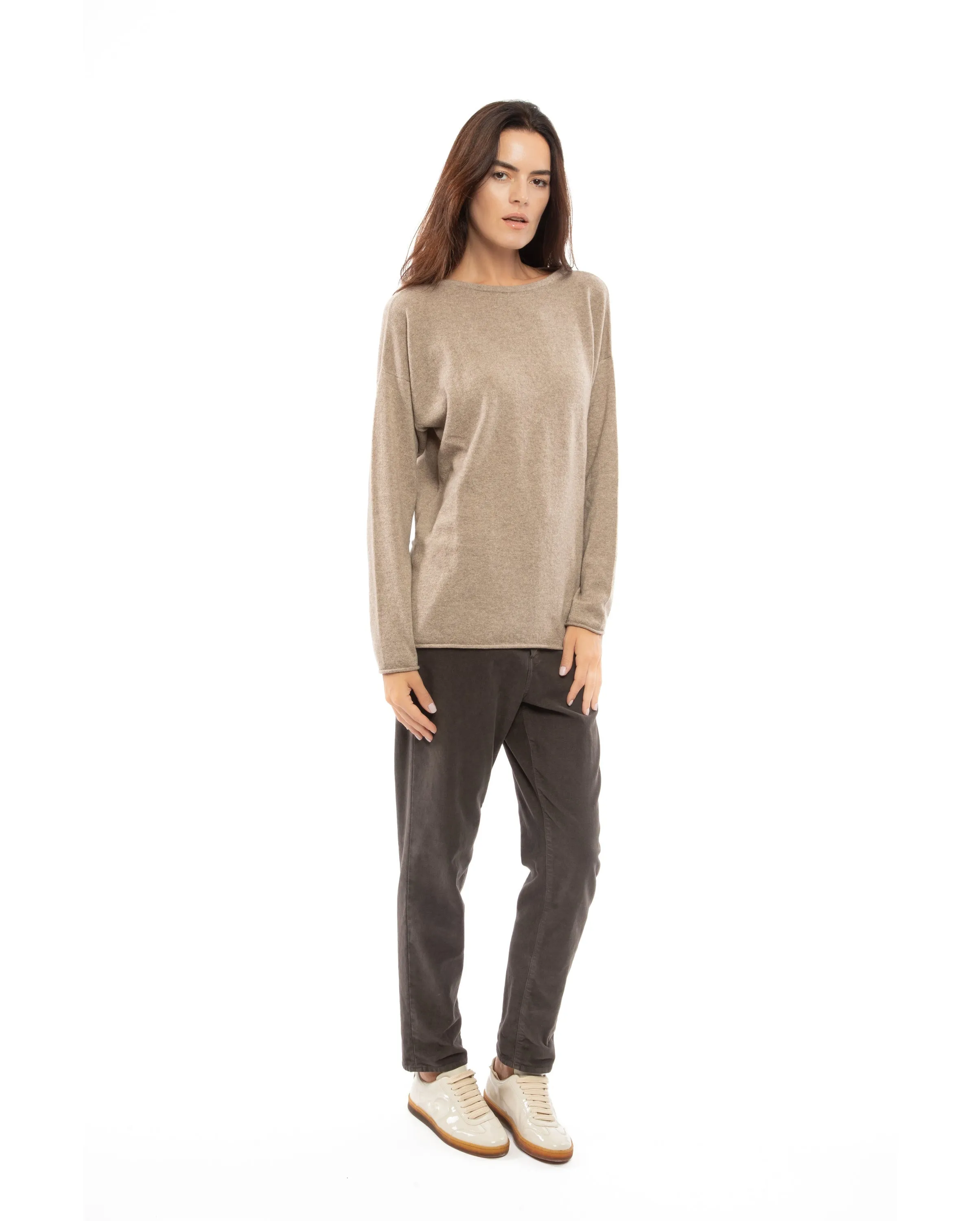 Women's Pure Cashmere Maxi Boat Neck Light Gray