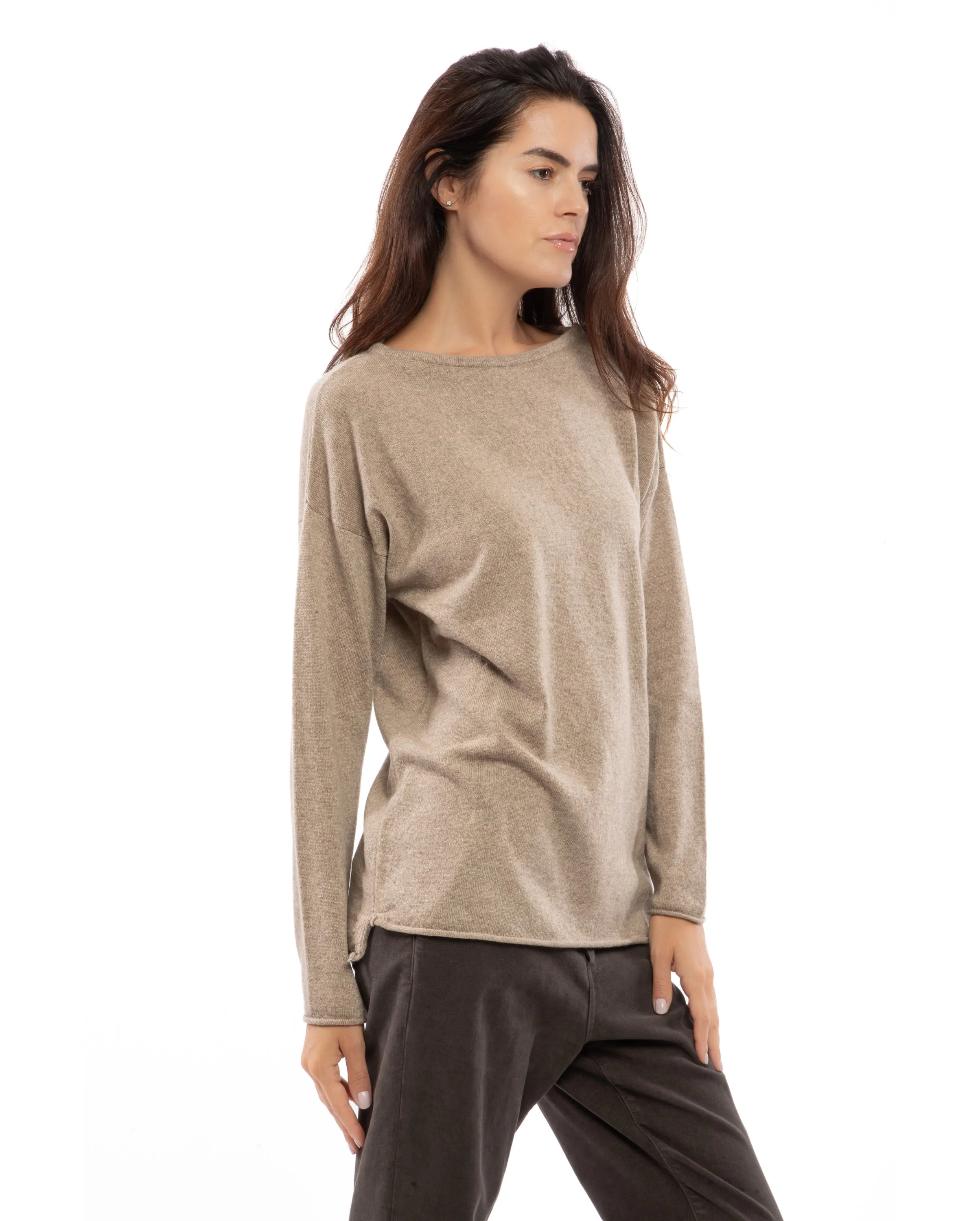 Women's Pure Cashmere Maxi Boat Neck Light Gray