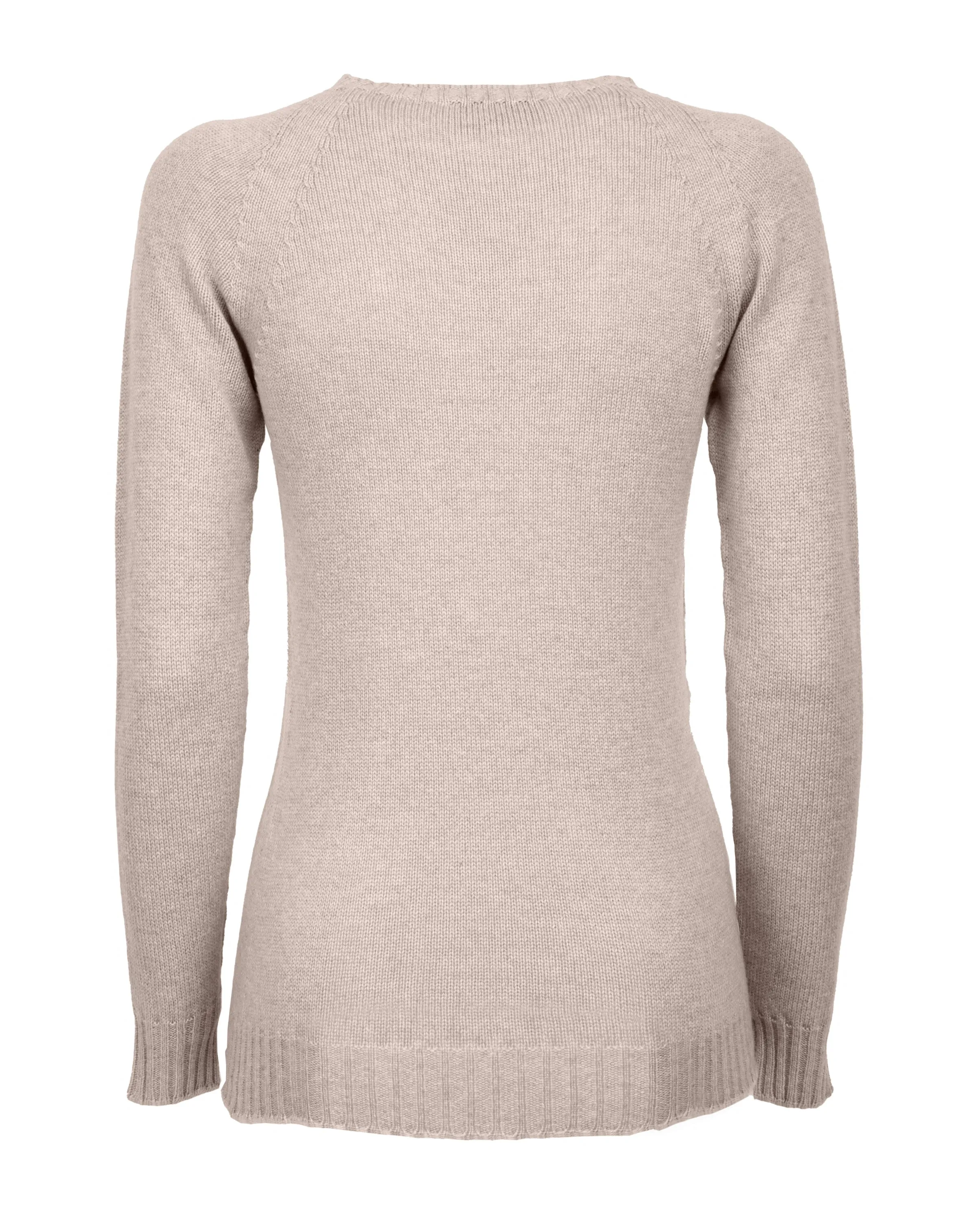 Women's Pure Cashmere Raglan Crew Neck Beige
