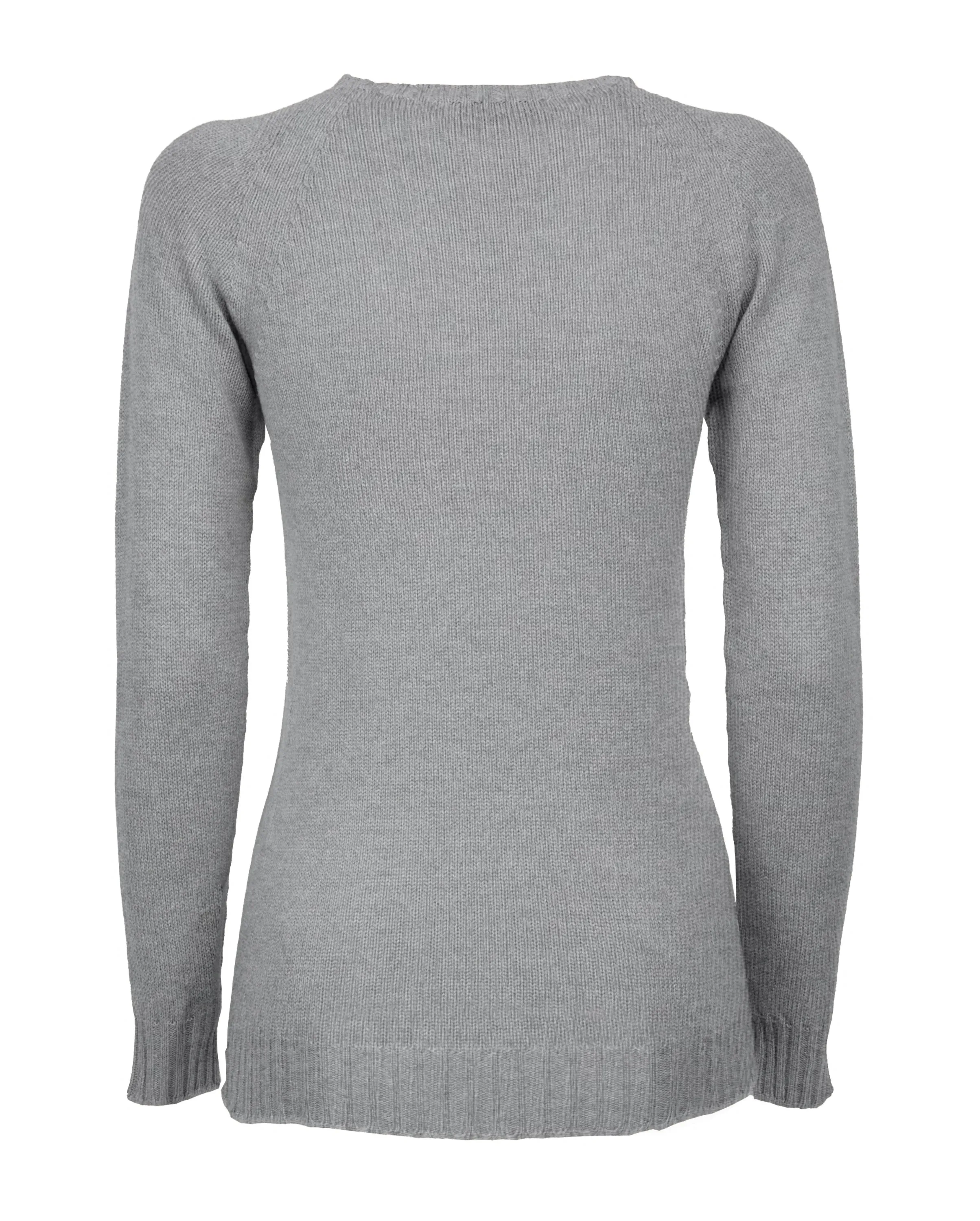 Women's Pure Cashmere Raglan Crew Neck Melange Gray