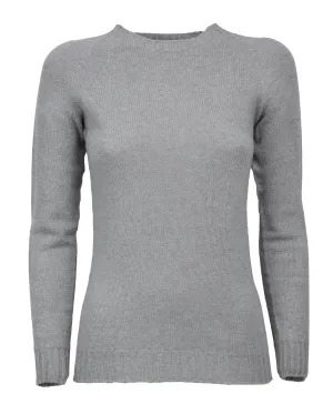 Women's Pure Cashmere Raglan Crew Neck Melange Gray