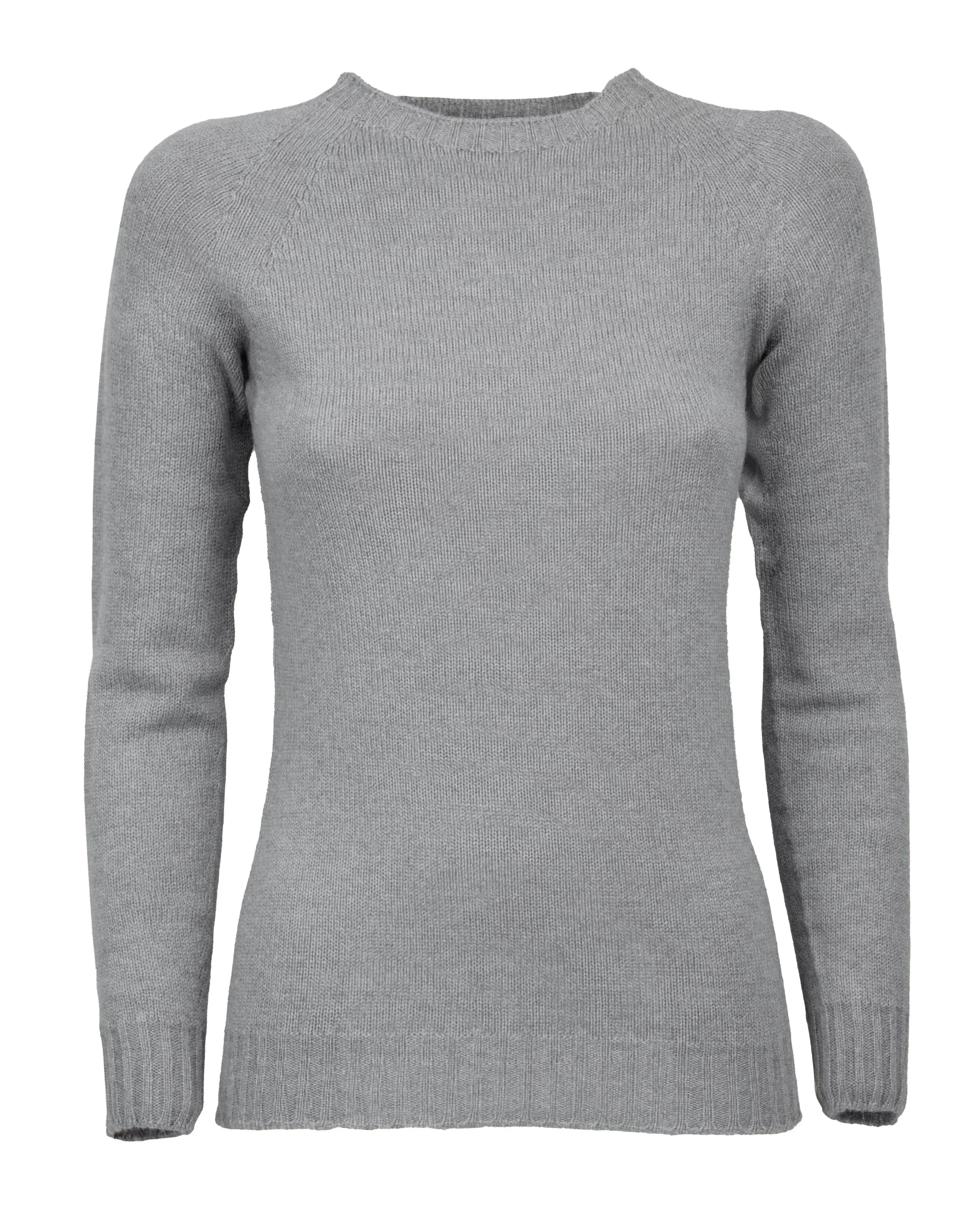 Women's Pure Cashmere Raglan Crew Neck Melange Gray