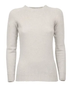 Women's Pure Cashmere Raglan Crew Neck Milk White