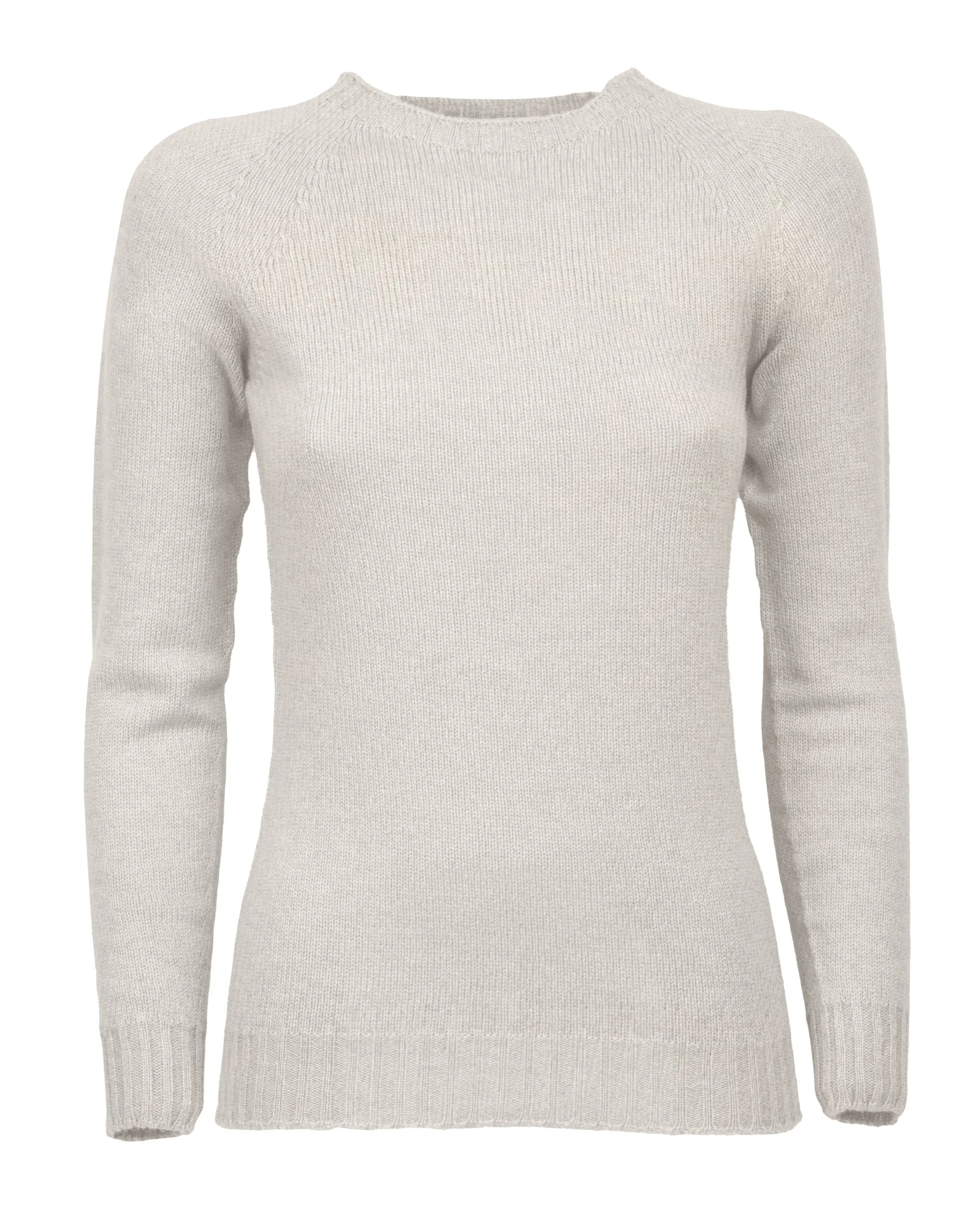 Women's Pure Cashmere Raglan Crew Neck Milk White