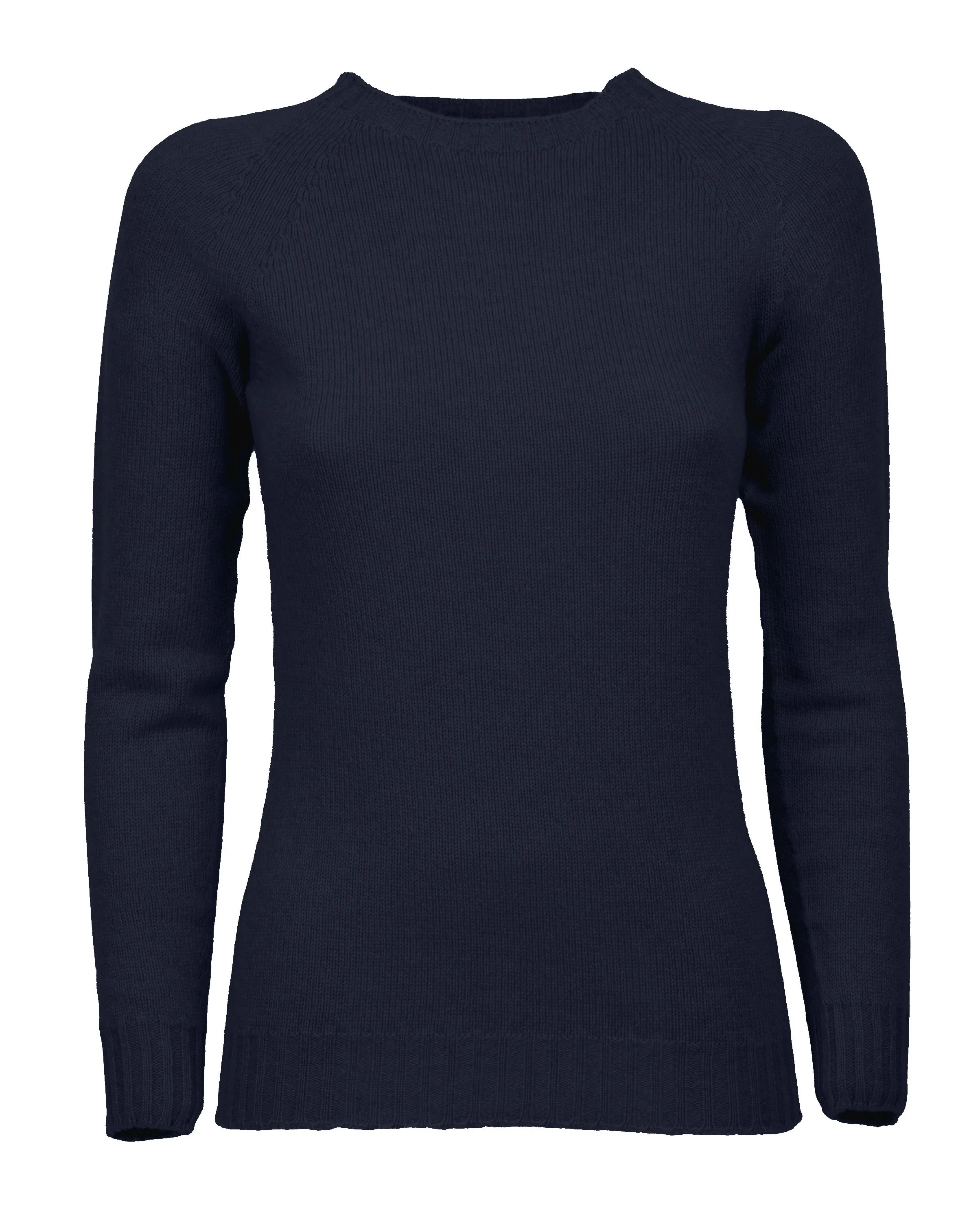 Women's Pure Cashmere Raglan Crew Neck Night Blue