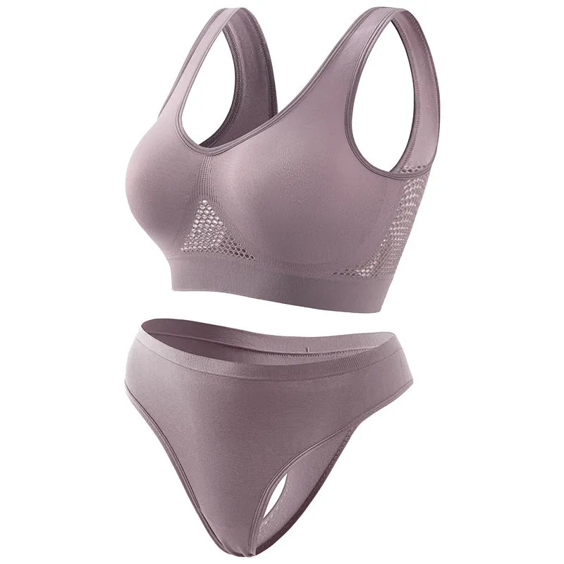 Women's Push-up Yoga Exercise Bra Set