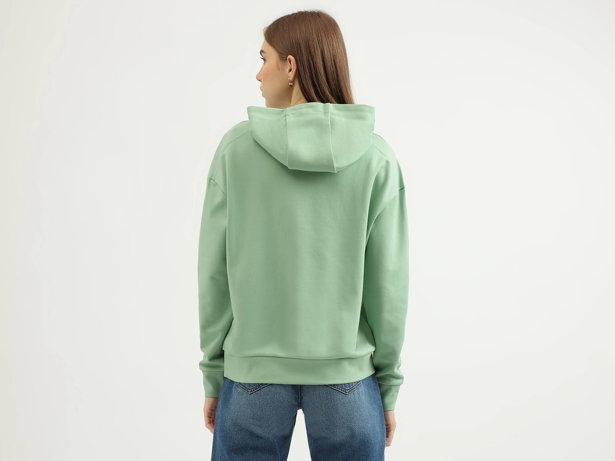 Women's Regular Fit Hooded Neck Solid Sweatshirt