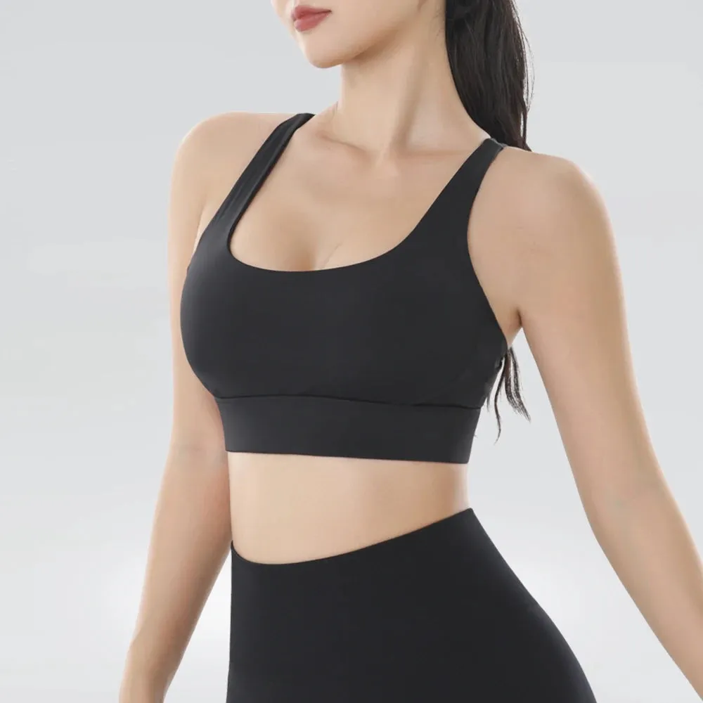 Women's Sports Yoga Vest Fitness Bra - Shockproof Cross Back Beauty Back Design