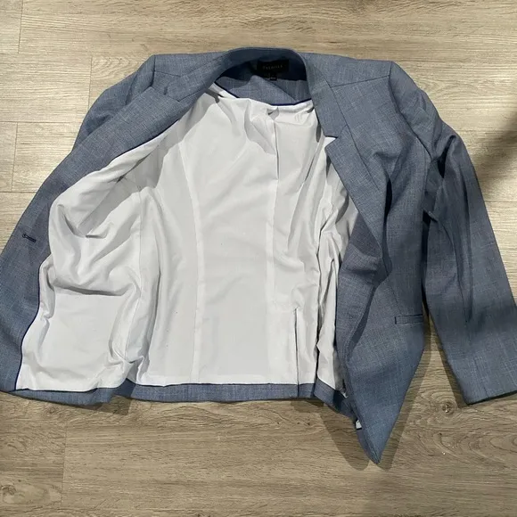 Women’s Talbots Blue Chambray Blazer Jacket Suit Work Casual Size 10