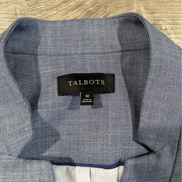 Women’s Talbots Blue Chambray Blazer Jacket Suit Work Casual Size 10