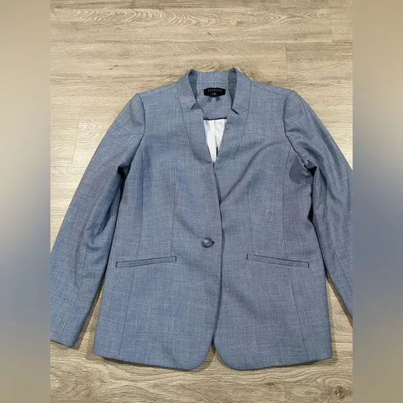 Women’s Talbots Blue Chambray Blazer Jacket Suit Work Casual Size 10