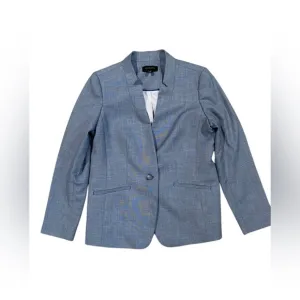 Women’s Talbots Blue Chambray Blazer Jacket Suit Work Casual Size 10