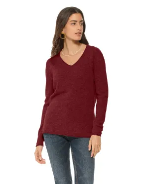 Women's Ultra-Light Cashmere V-Neck Sweater Bordeaux
