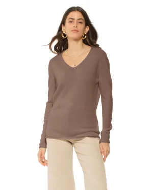 Women's Ultra-Light Cashmere V-Neck Sweater Brown