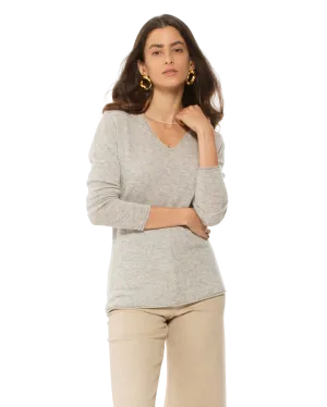 Women's Ultra-Light Cashmere V-Neck Sweater Light Grey