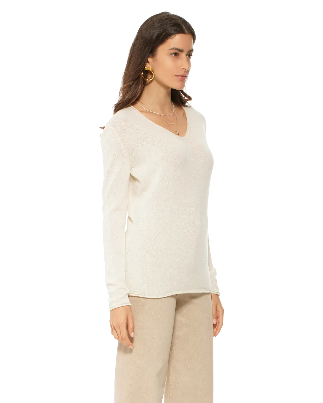 Women's Ultra-Light Cashmere V-Neck Sweater Melange Blue