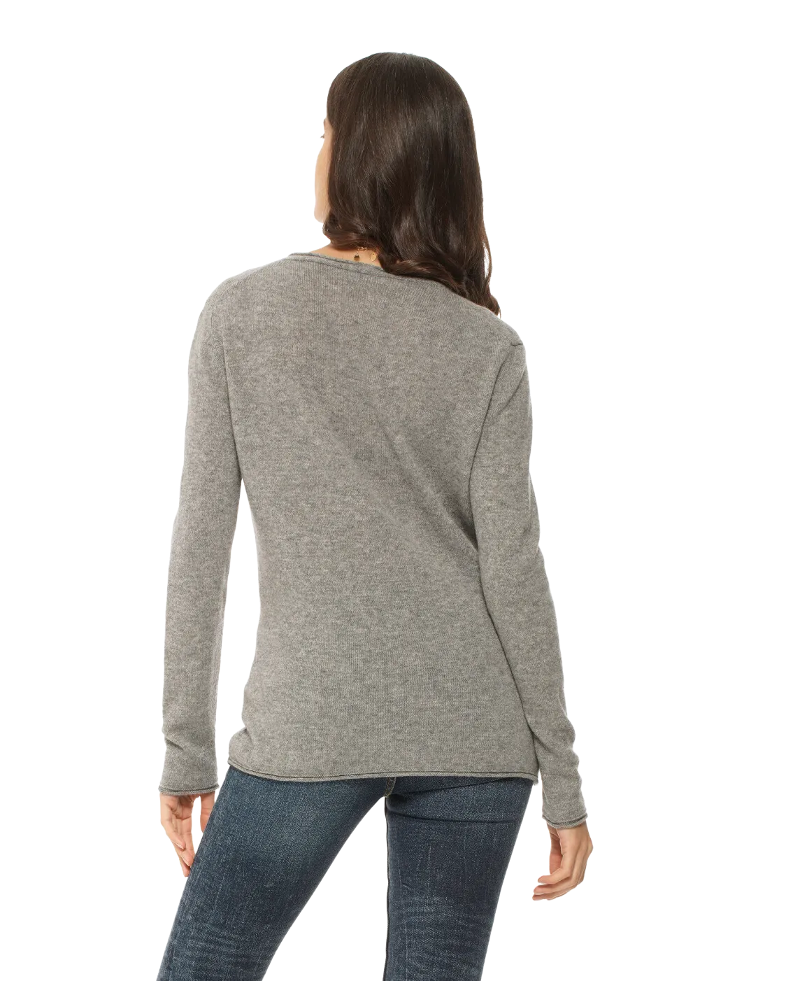 Women's Ultra-Light Cashmere V-Neck Sweater Melange Grey