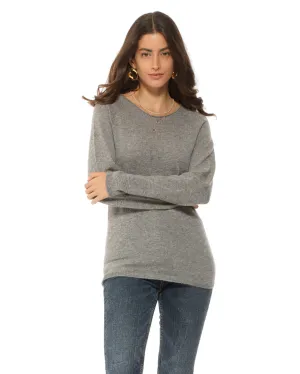 Women's Ultralight Cashmere Raglan Crew Neck Sweater Melange Grey