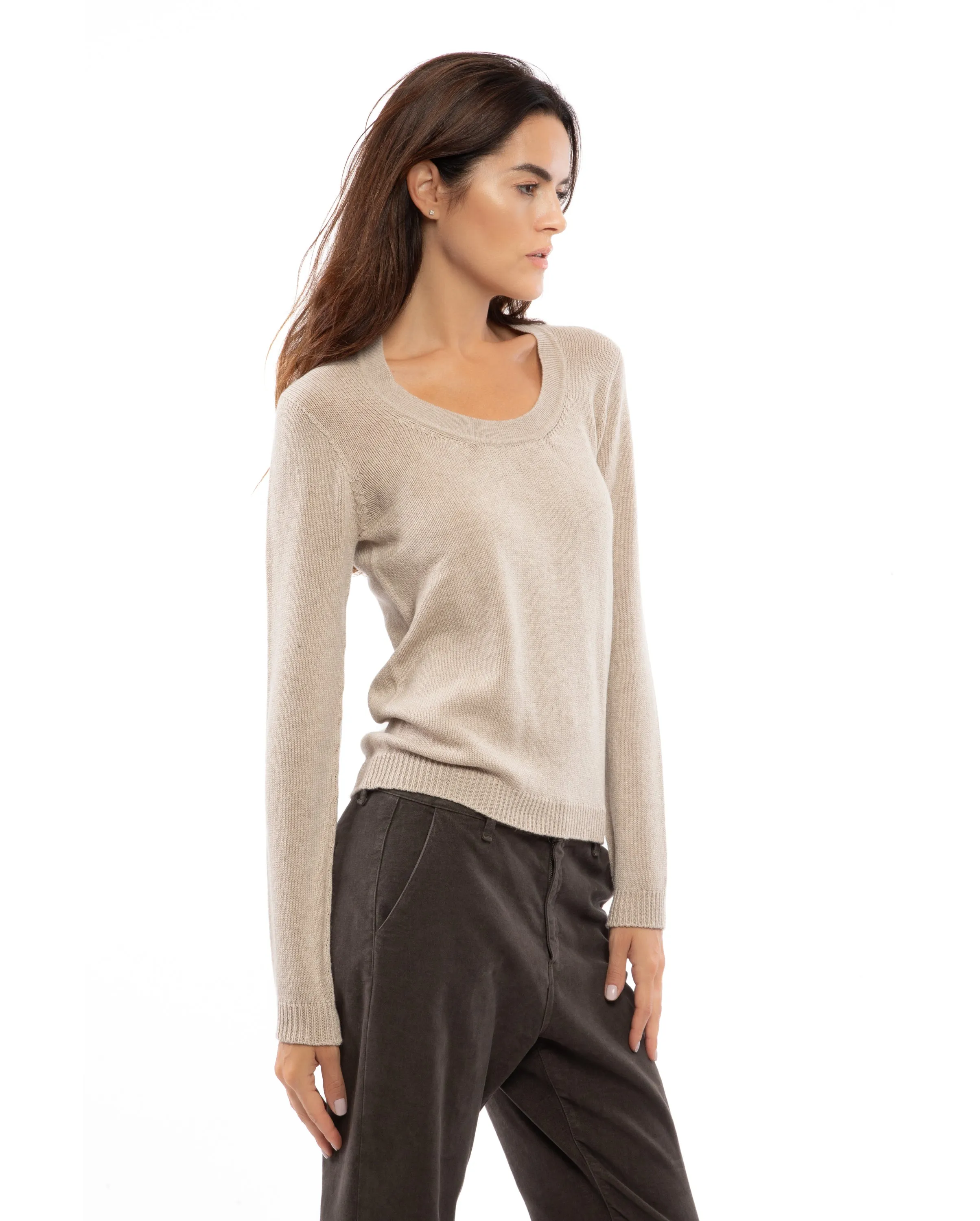 Women's Ultralight Cashmere Scoop Neck Milk White