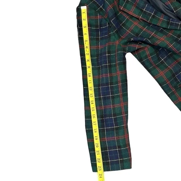 Women’s Vintage Sag Harbor Christmas Plaid Blazer Green Plus Size 14