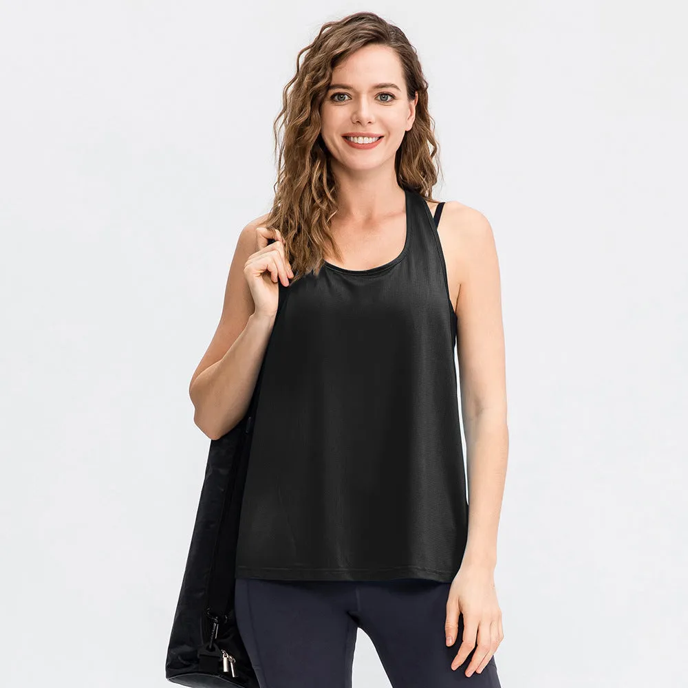 Women's Yoga Workout Blouse Loose Running Top Quick-dry Vest