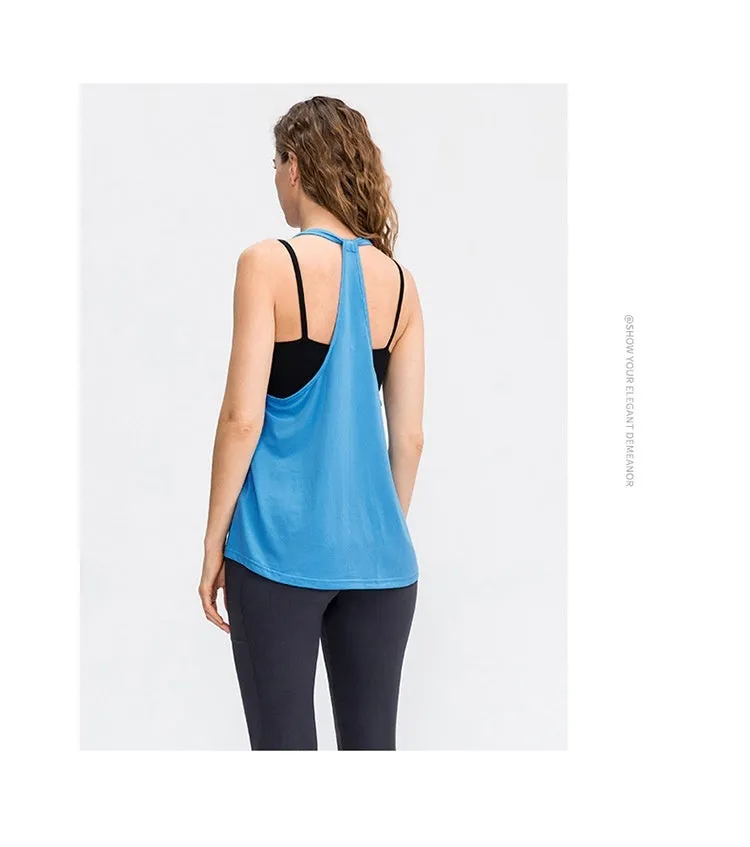 Women's Yoga Workout Blouse Loose Running Top Quick-dry Vest