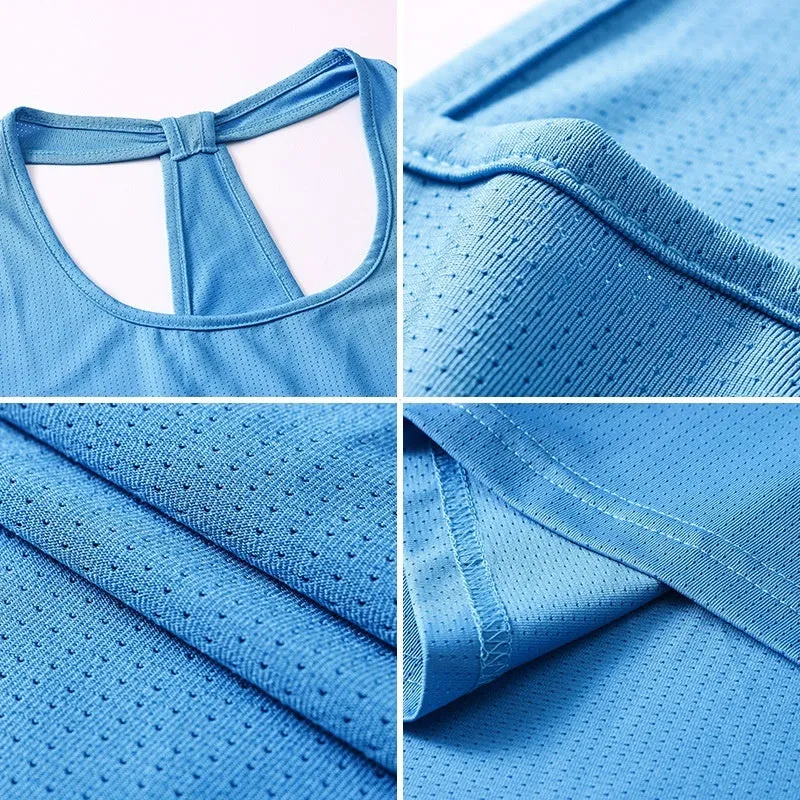 Women's Yoga Workout Blouse Loose Running Top Quick-dry Vest