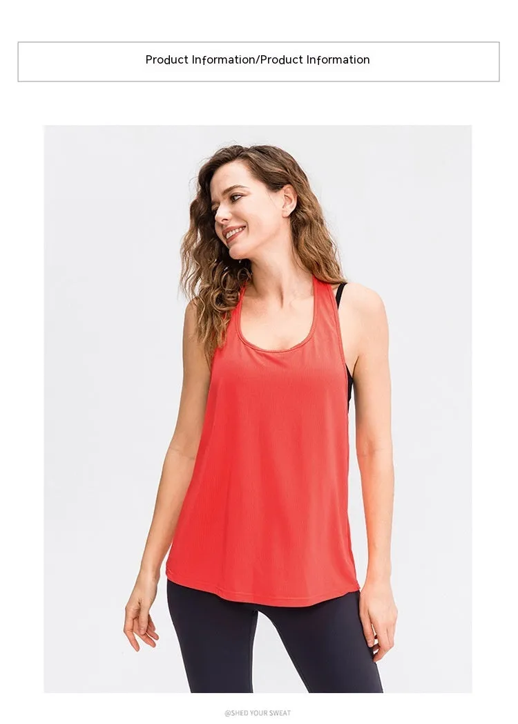 Women's Yoga Workout Blouse Loose Running Top Quick-dry Vest