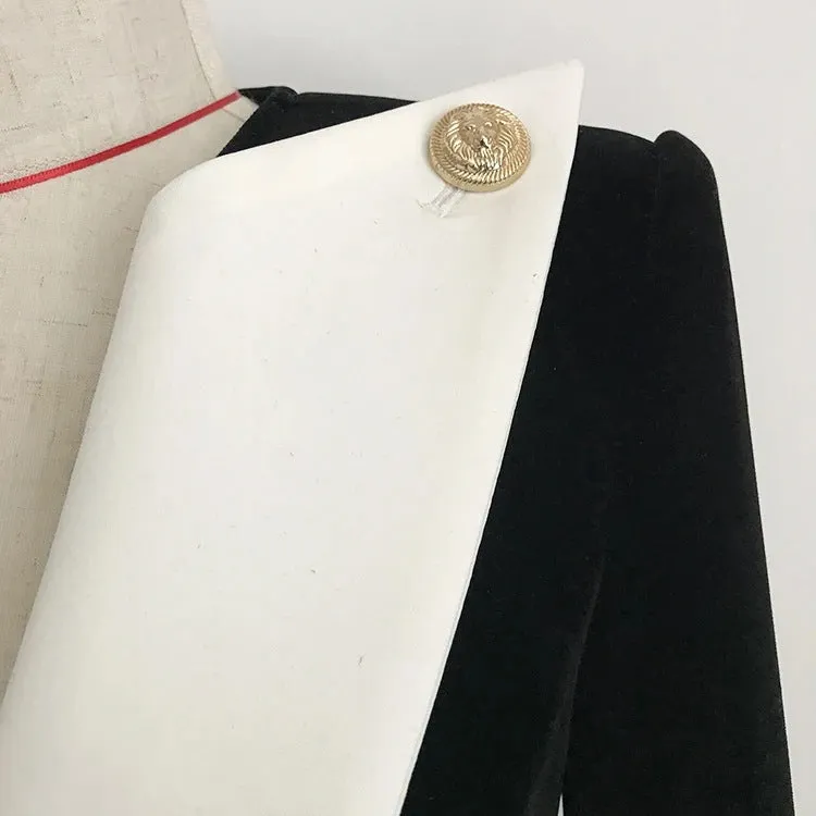 Womne's Cropped Jacket Two-Tone Blazer With Padded Shoulders