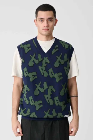 XL DROP KNIT VEST - NAVY