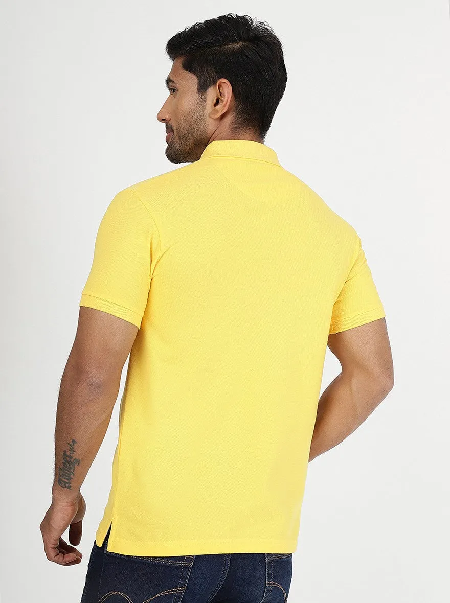 Yellow Solid Slim Fit Polo T-Shirt | Greenfibre