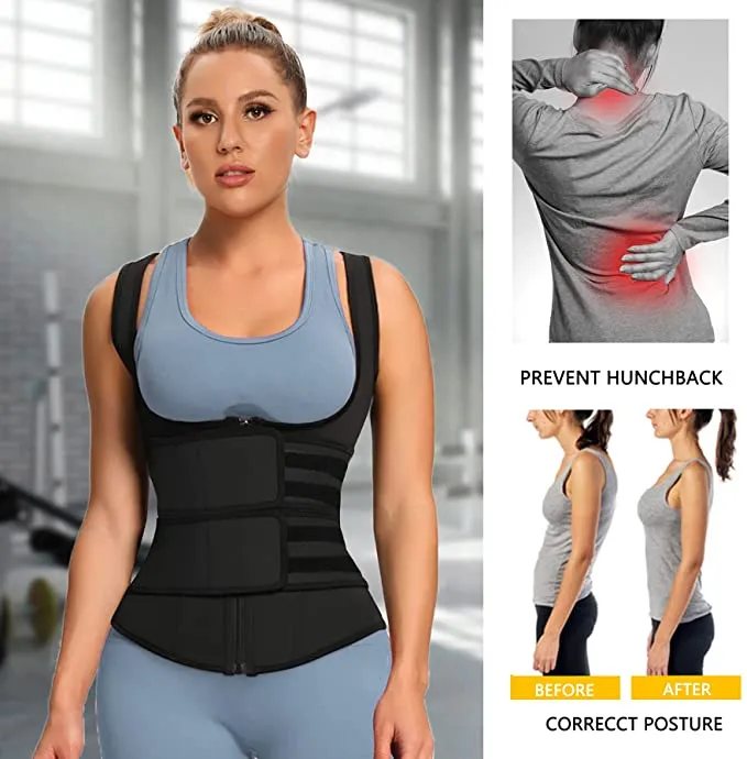 YIANNA Latex Waist Trainer for Women Tummy Control Sweat Vest Slimming Belt Body Shaper, Black, Size Large - Retails $70 