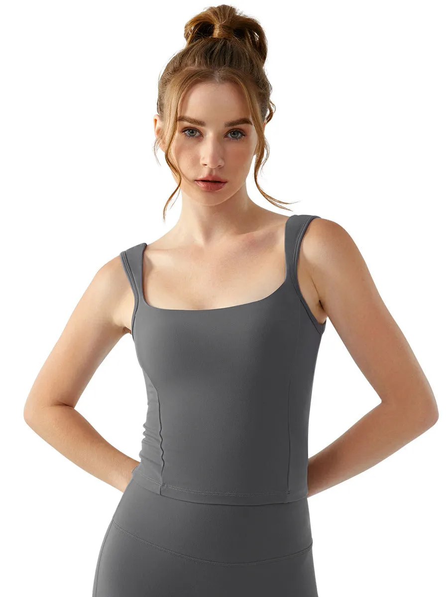 Yoga Vest With Chest Pad Sports Workout Sleeveless Top