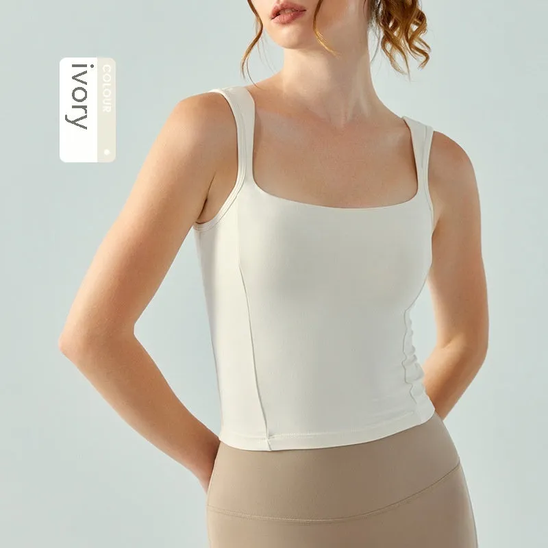 Yoga Vest With Chest Pad Sports Workout Sleeveless Top
