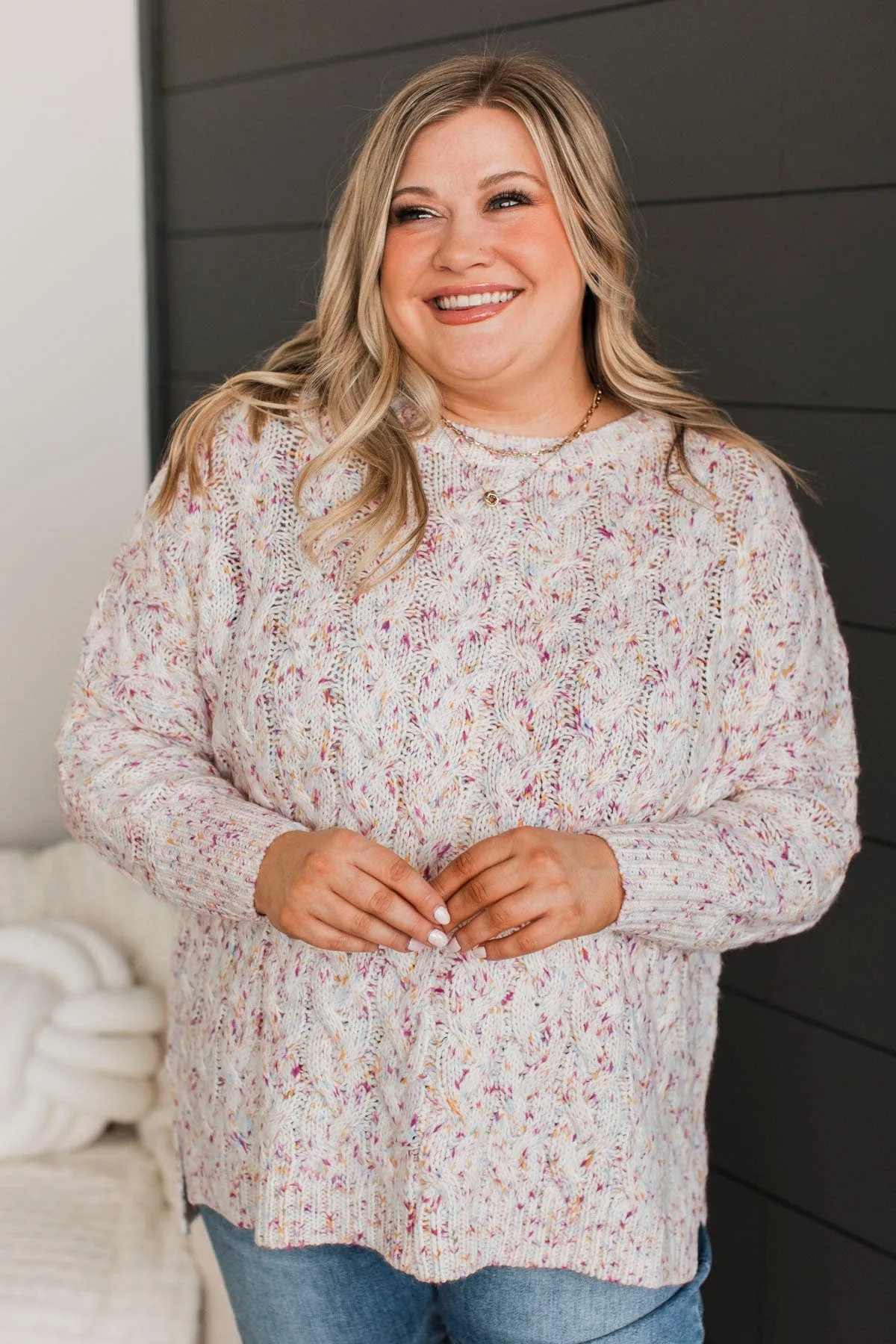 You’re Worth It Sprinkle Knit Sweater- Light Pink