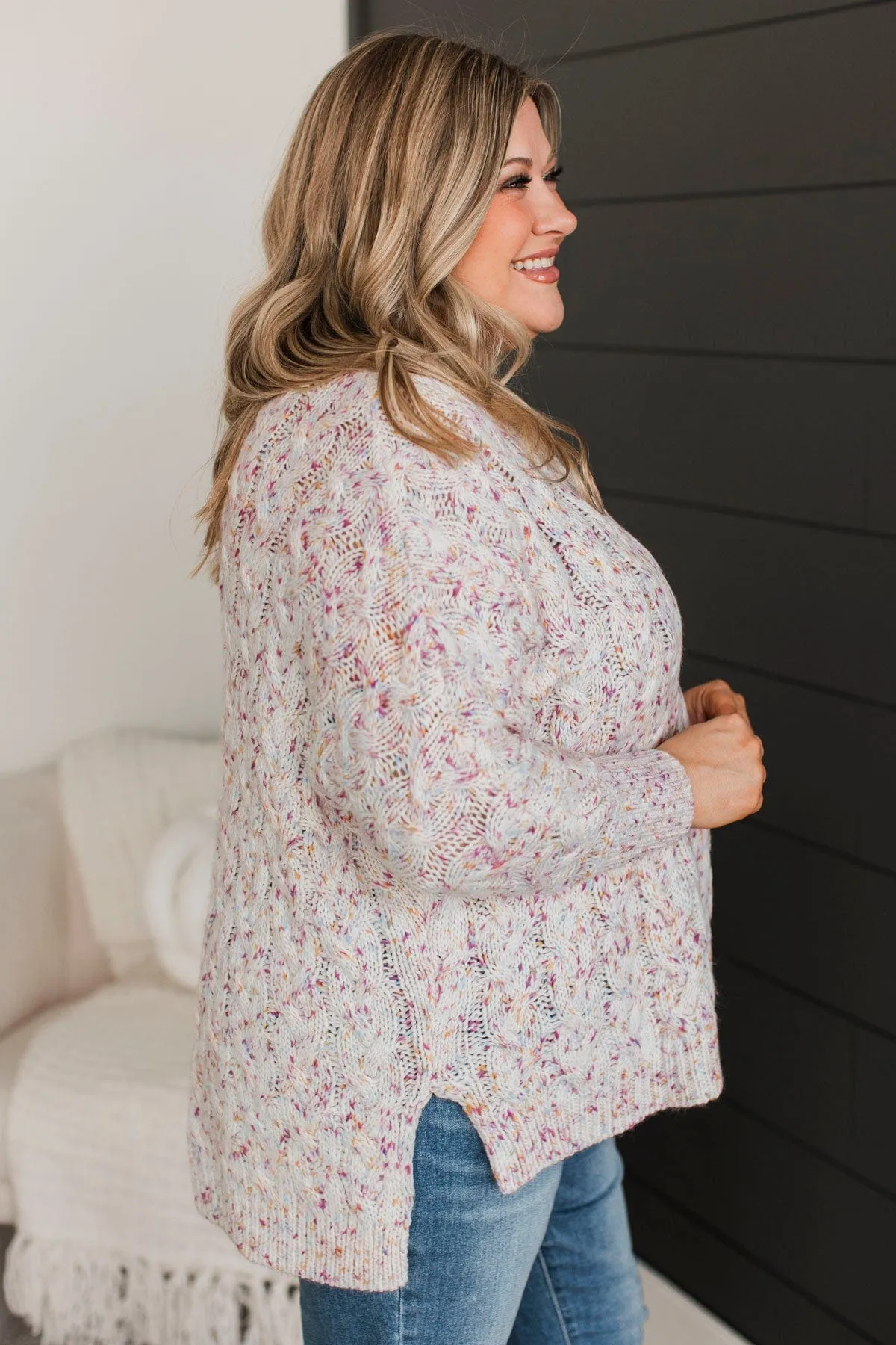 You’re Worth It Sprinkle Knit Sweater- Light Pink